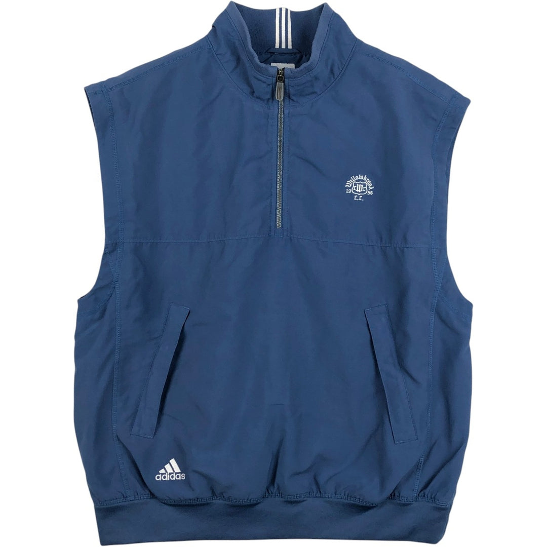 00'S adidas CLIMASHELL WIND half zip warm-up vest men's size L polyester navy blue type Vintage Second Hand