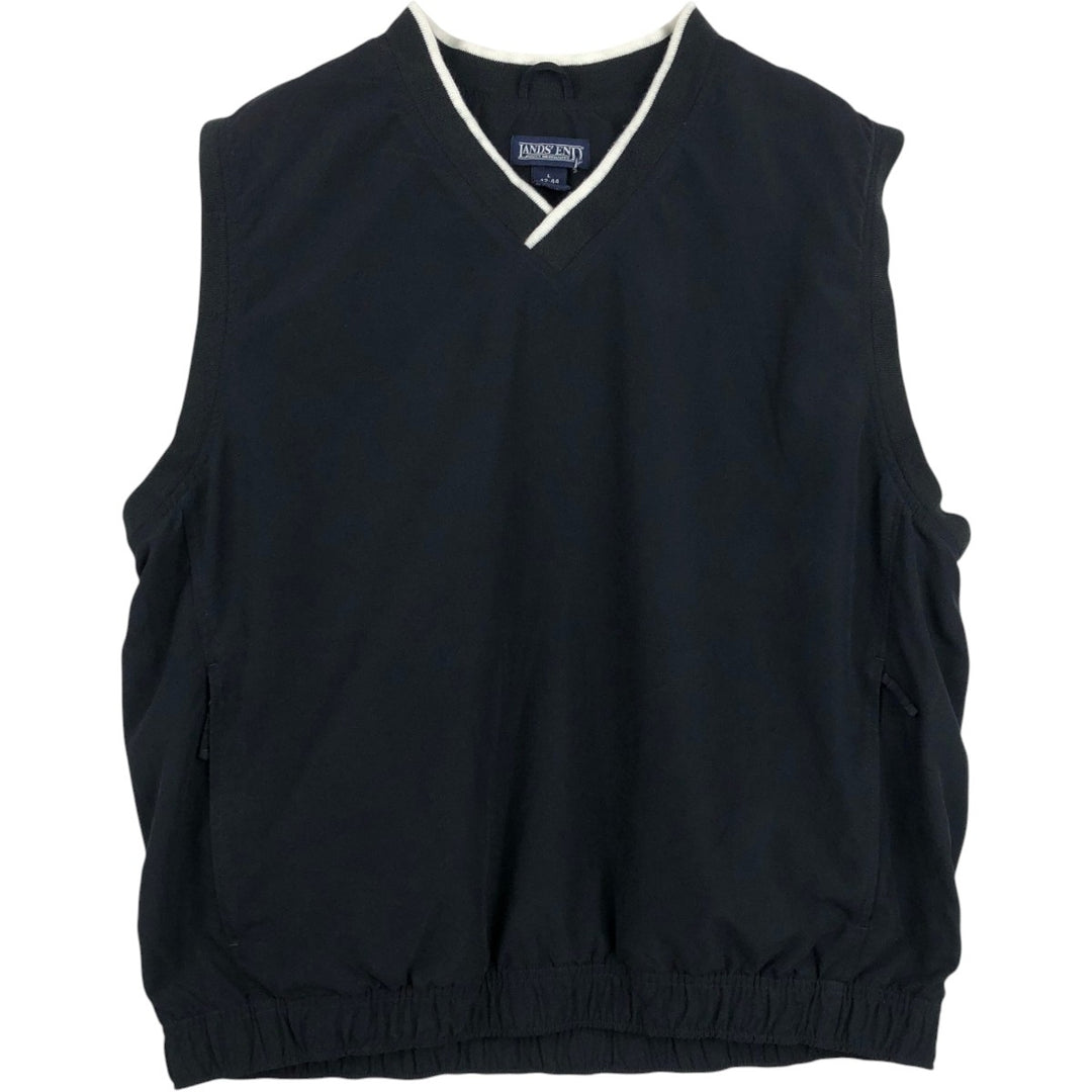 80s-90'S Lands' End V-neck Softshell Vest, Men's Size L (approx.), Vintage polyester black type Vintage Second Hand