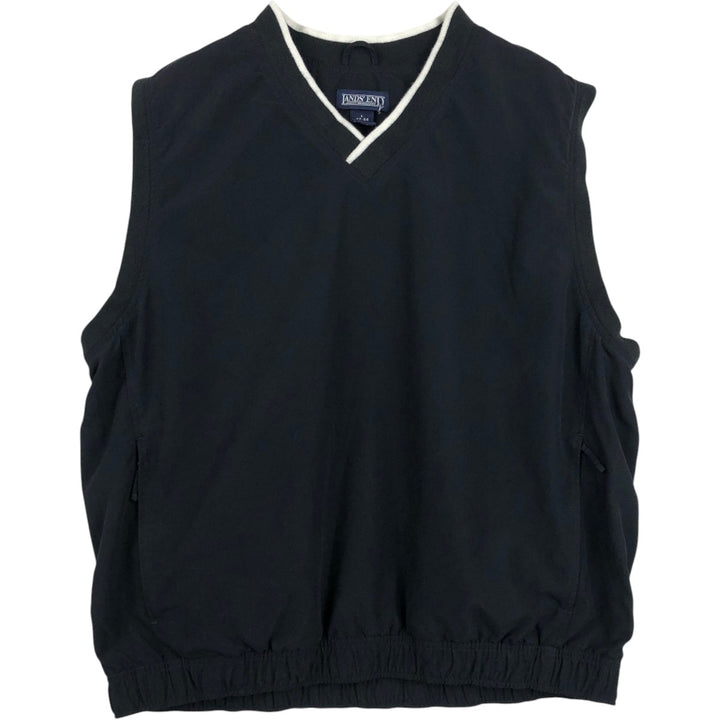 80s-90'S Lands' End V-neck Softshell Vest, Men's Size L (approx.), Vintage polyester black type Vintage Second Hand