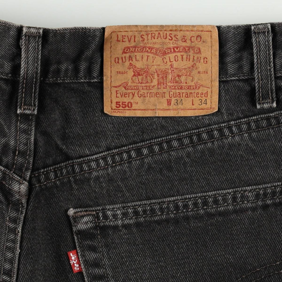 Levi's 550-0191 Black Denim Tapered Jeans, Made in USA, Men's Size W34 (approx.) cotton black type Vintage Second Hand