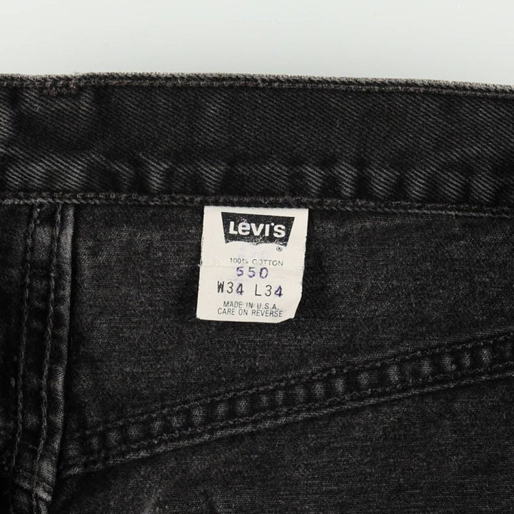 Levi's 550-0191 Black Denim Tapered Jeans, Made in USA, Men's Size W34 (approx.) cotton black type Vintage Second Hand