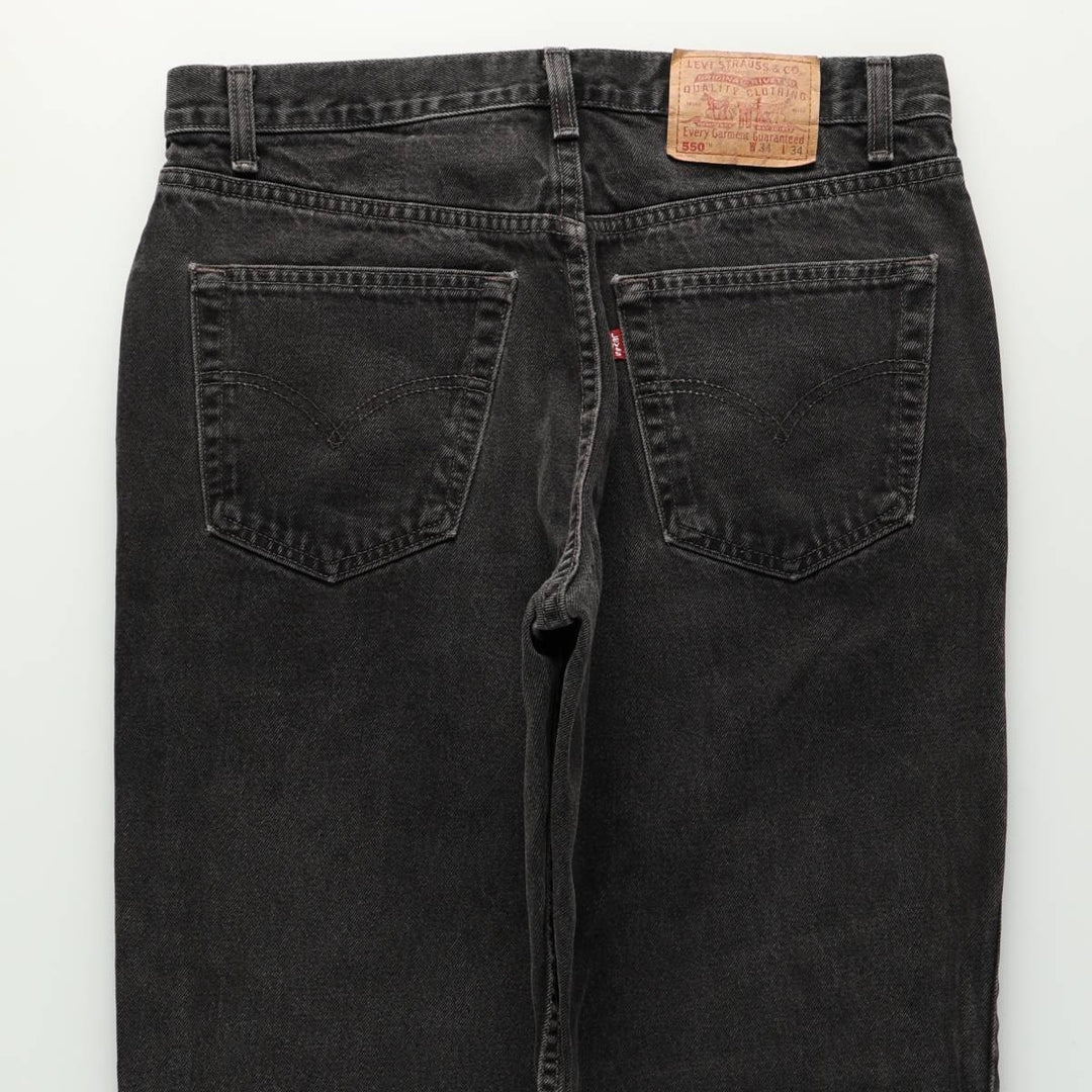 Levi's 550-0191 Black Denim Tapered Jeans, Made in USA, Men's Size W34 (approx.) cotton black type Vintage Second Hand
