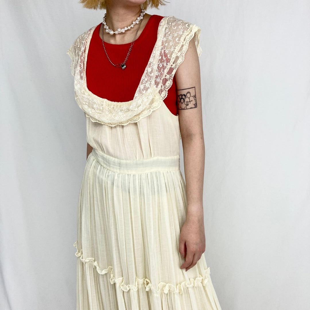 70'S GUNNE SAX off-the-shoulder maxi length sleeveless flared dress made in USA women's L vintage /eva000504