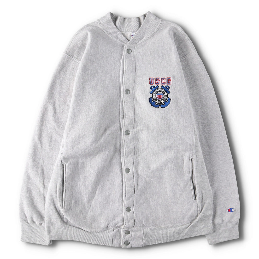 90'S Champion Reverse Weave Embroidered Tag Sweatshirt Snap Cardigan Made in USA Men's L Size Vintage /eva000603