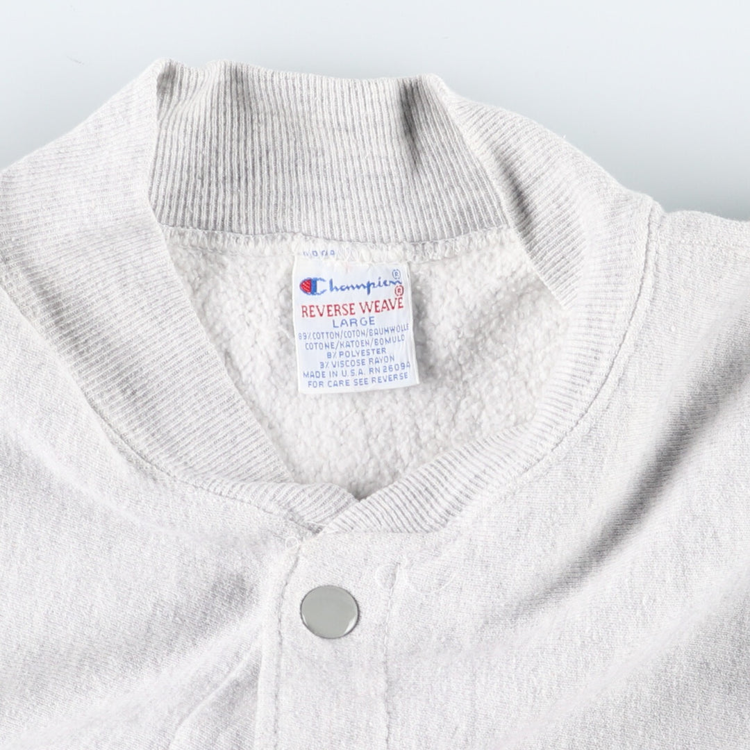 90'S Champion Reverse Weave Embroidered Tag Sweatshirt Snap Cardigan Made in USA Men's L Size Vintage /eva000603