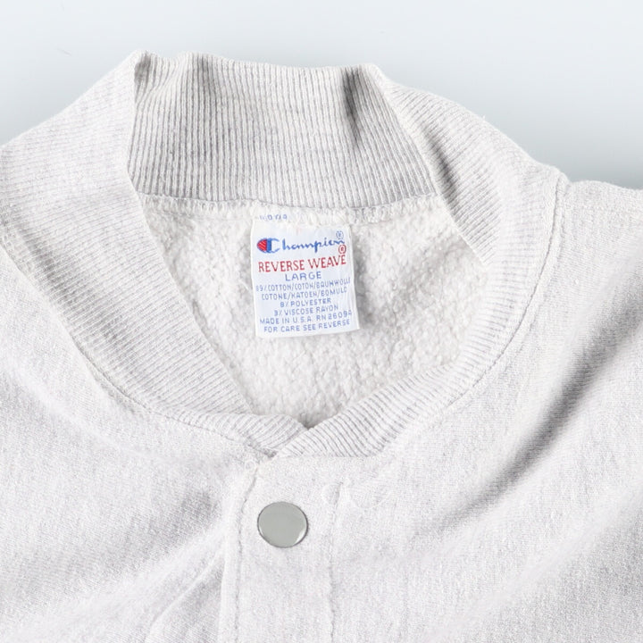 90'S Champion Reverse Weave Embroidered Tag Sweatshirt Snap Cardigan Made in USA Men's L Size Vintage /eva000603