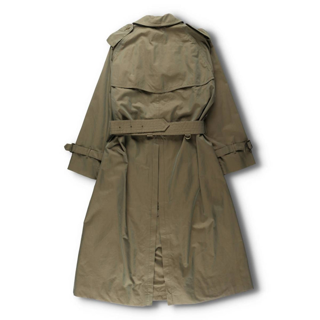 80'S Burberry 100% cotton iridescent color one sleeve trench coat made in England men's XL size vintage cotton Khaki type sage green Vintage Second Hand