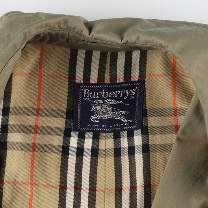 80'S Burberry 100% cotton iridescent color one sleeve trench coat made in England men's XL size vintage cotton Khaki type sage green Vintage Second Hand