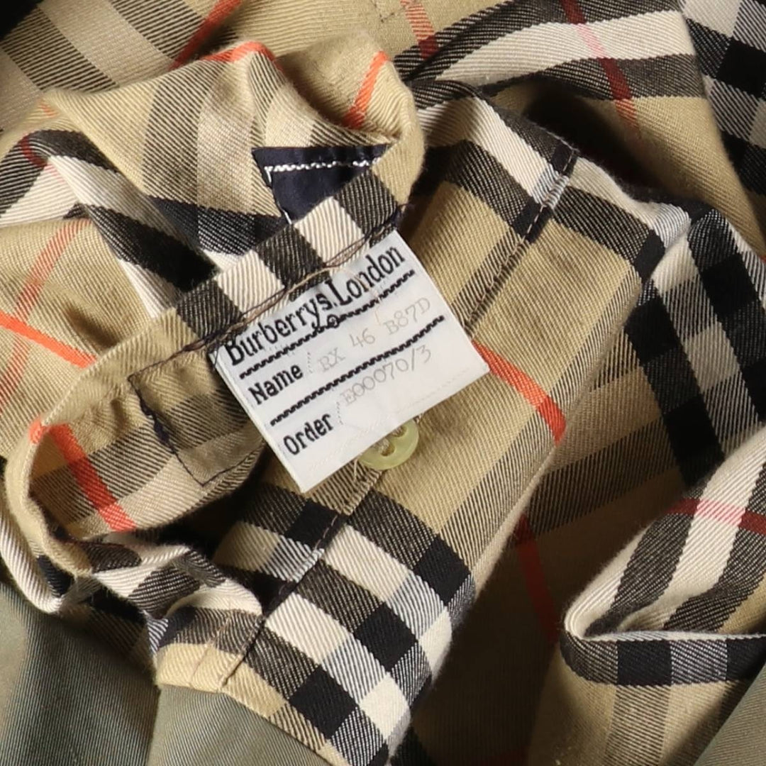 80'S Burberry 100% cotton iridescent color one sleeve trench coat made in England men's XL size vintage cotton Khaki type sage green Vintage Second Hand