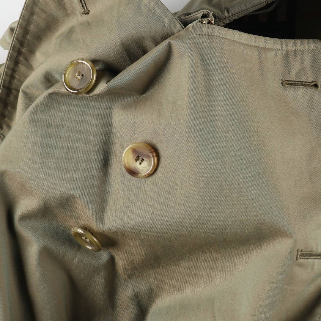 80'S Burberry 100% cotton iridescent color one sleeve trench coat made in England men's XL size vintage cotton Khaki type sage green Vintage Second Hand