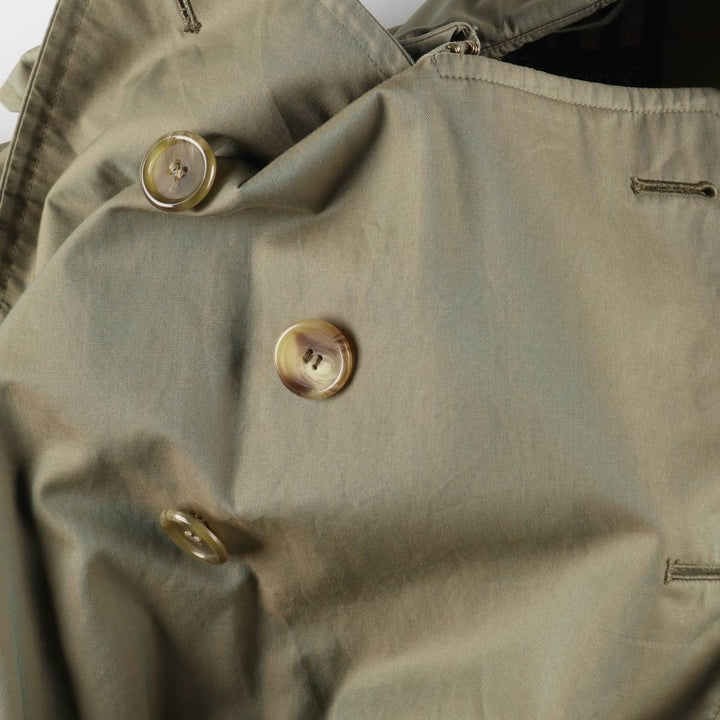 80'S Burberry 100% cotton iridescent color one sleeve trench coat made in England men's XL size vintage cotton Khaki type sage green Vintage Second Hand