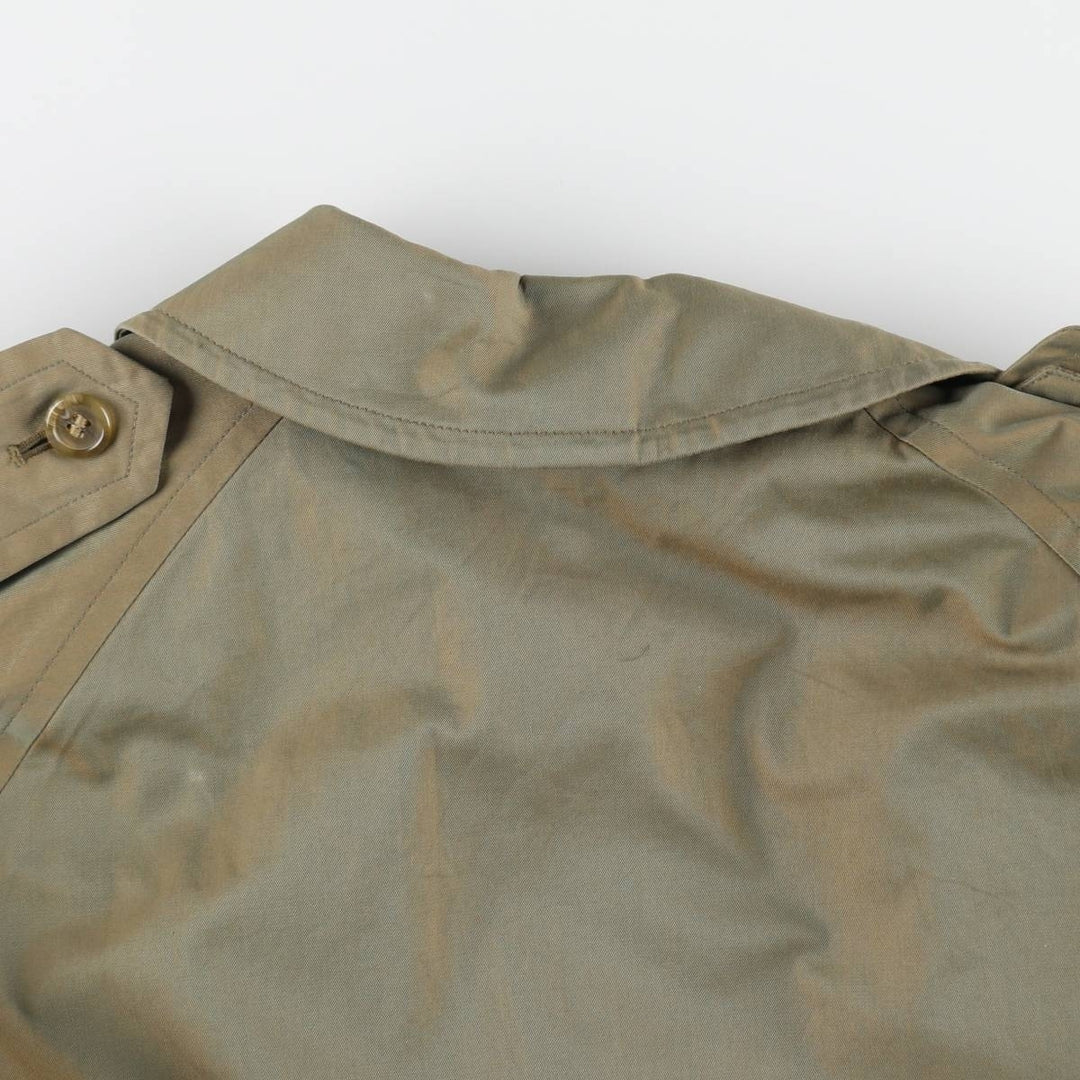 80'S Burberry 100% cotton iridescent color one sleeve trench coat made in England men's XL size vintage cotton Khaki type sage green Vintage Second Hand
