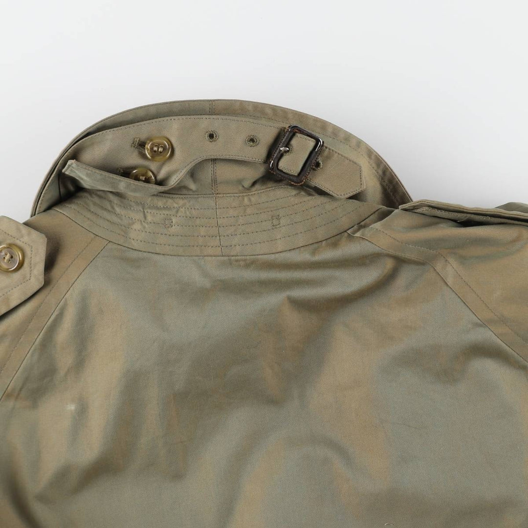 80'S Burberry 100% cotton iridescent color one sleeve trench coat made in England men's XL size vintage cotton Khaki type sage green Vintage Second Hand