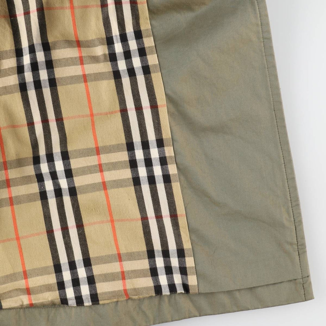 80'S Burberry 100% cotton iridescent color one sleeve trench coat made in England men's XL size vintage cotton Khaki type sage green Vintage Second Hand