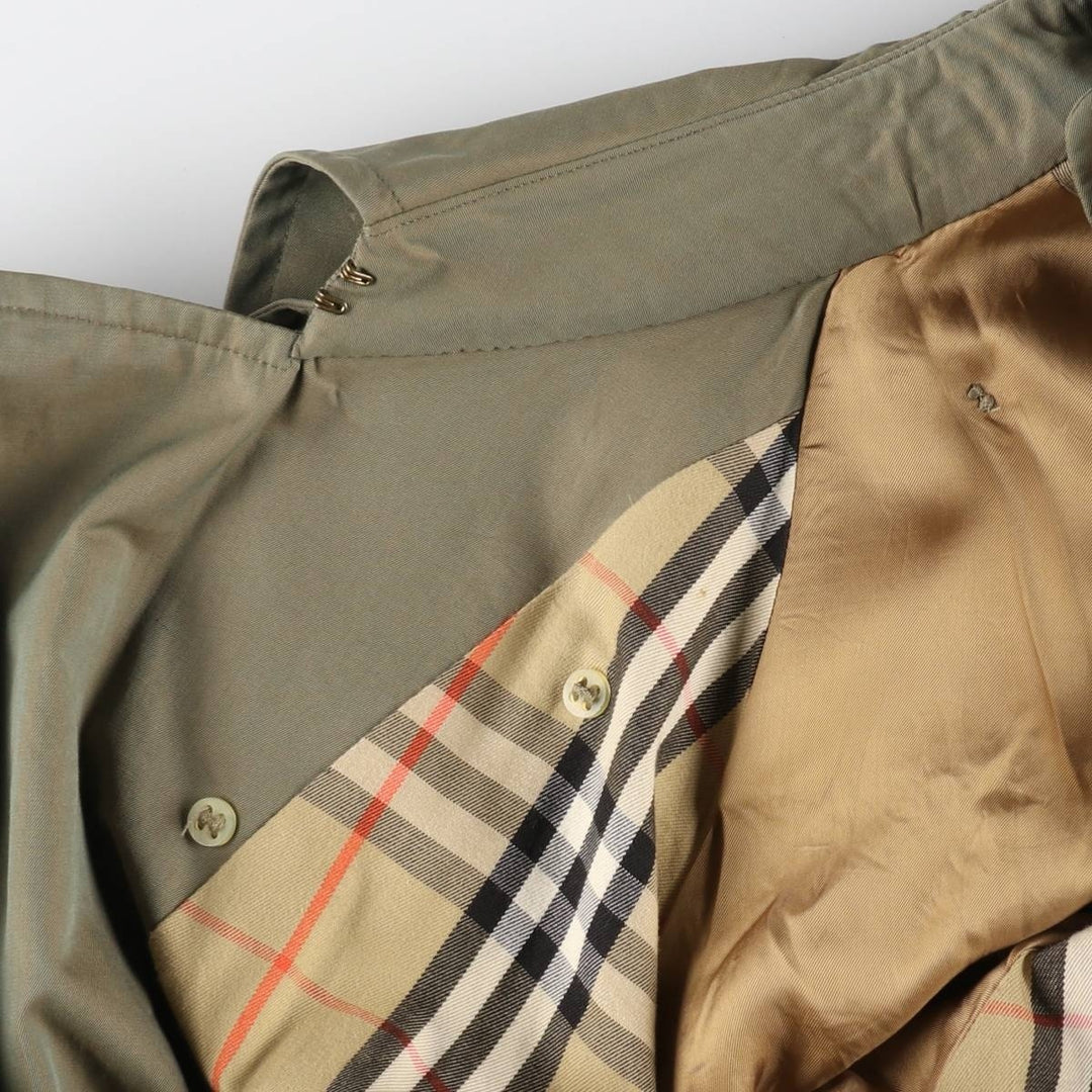 80'S Burberry 100% cotton iridescent color one sleeve trench coat made in England men's XL size vintage cotton Khaki type sage green Vintage Second Hand