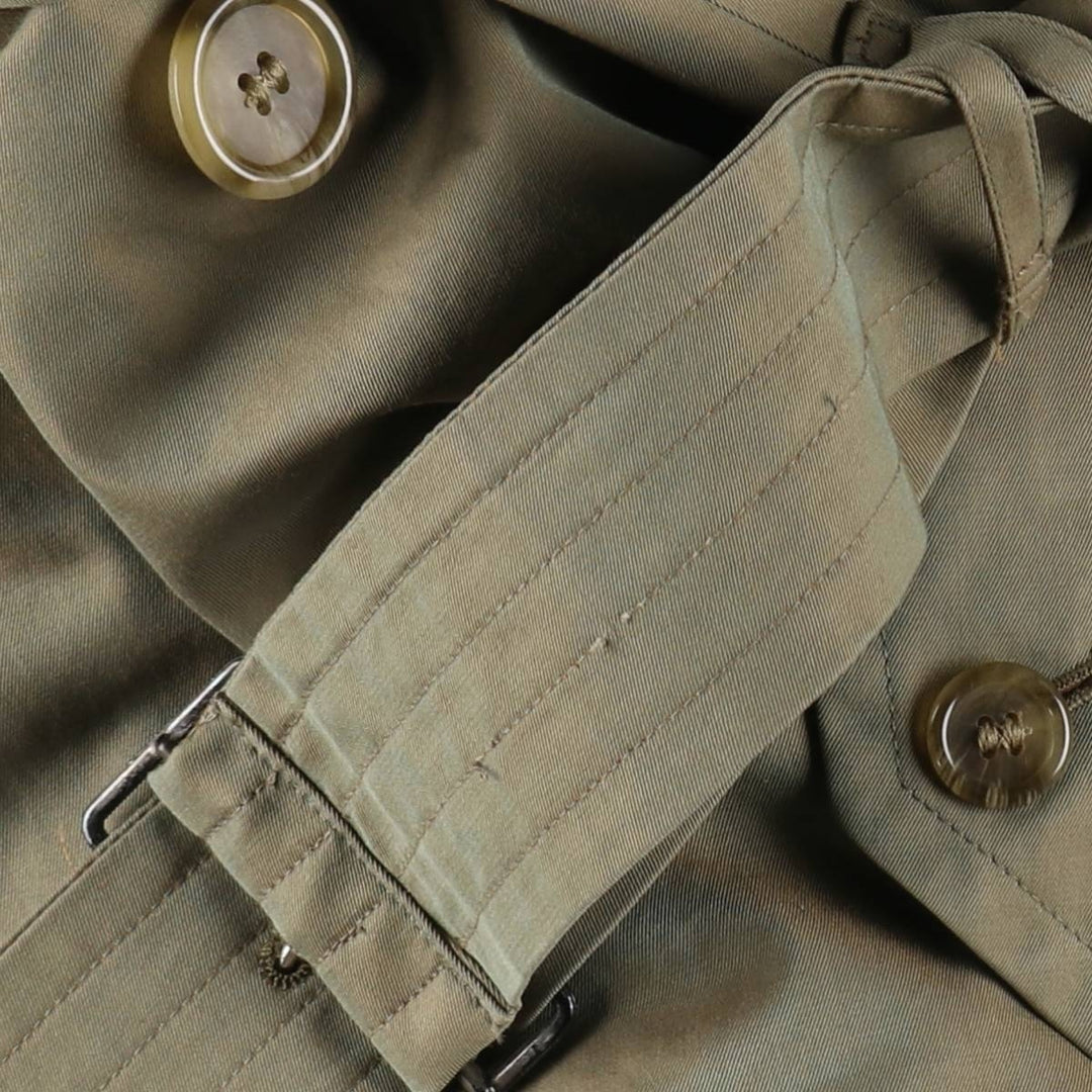 80'S Burberry 100% cotton iridescent color one sleeve trench coat made in England men's XL size vintage cotton Khaki type sage green Vintage Second Hand