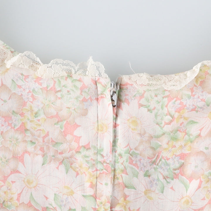 70'S Gunne Sax Jessica floral lace-up long sleeve flared dress for women, size M, vintage /eva000651