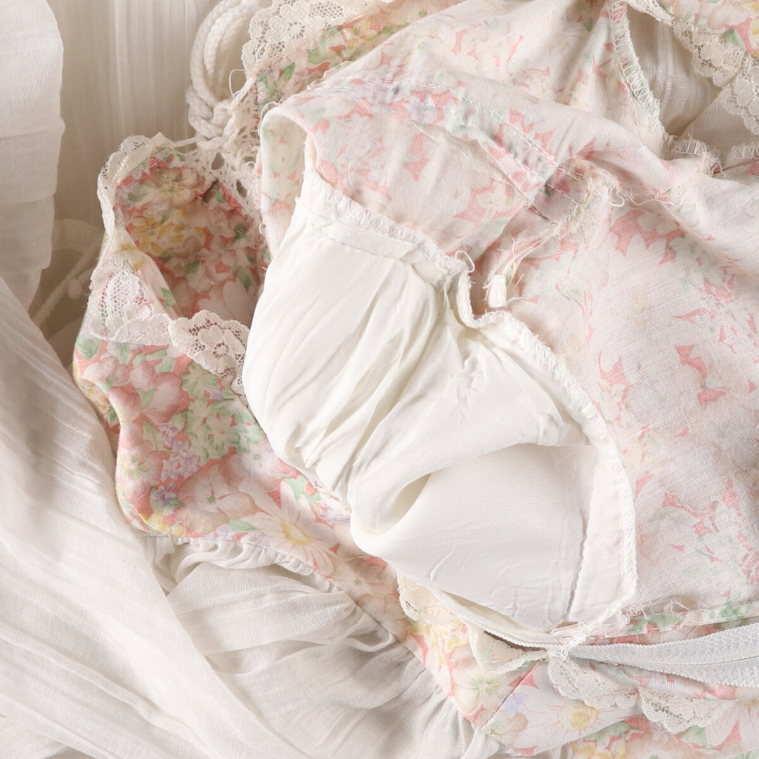 70'S Gunne Sax Jessica floral lace-up long sleeve flared dress for women, size M, vintage /eva000651