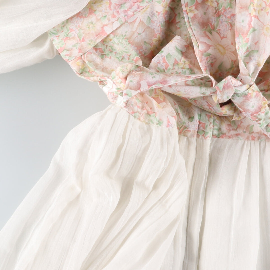 70'S Gunne Sax Jessica floral lace-up long sleeve flared dress for women, size M, vintage /eva000651