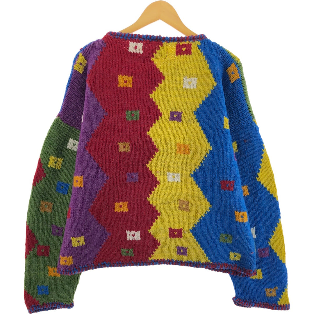 ECO KNITS All-over Pattern Ecuadorian Knit Cardigan Made in Ecuador Women's XL Size /eva000669