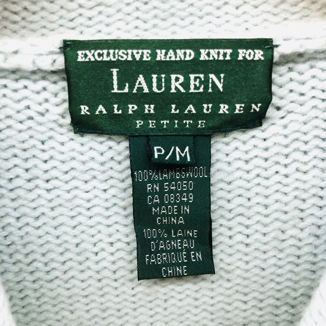 Ralph Lauren LAUREN Lauren all-over print wool knit half zip hoodie for women size L /eva000670