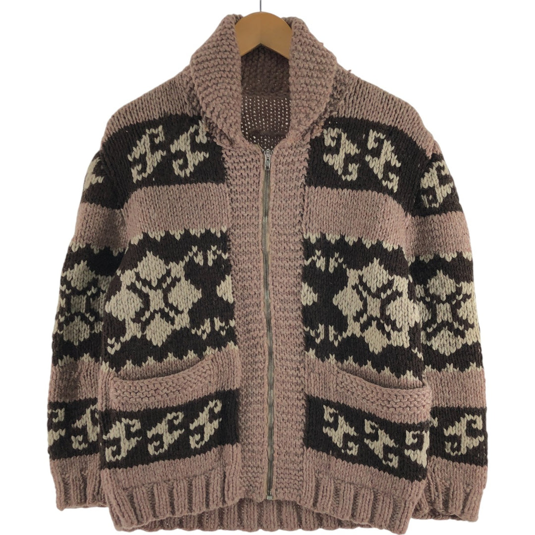 60'S UNKNOWN all-over print Cowichan sweater, women's size M, vintage /eva000672