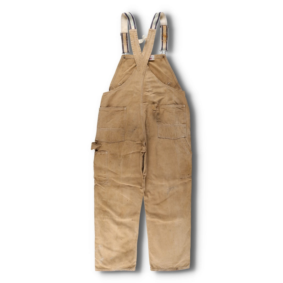 1970'S Carter's Double Knee Duck Canvas Overalls, Men's Size W39 (approx.), Vintage unclear beige type brown Vintage Second Hand