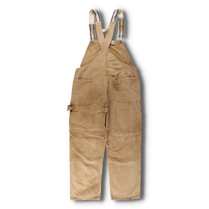 1970'S Carter's Double Knee Duck Canvas Overalls, Men's Size W39 (approx.), Vintage unclear beige type brown Vintage Second Hand