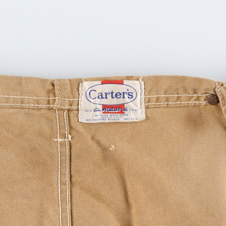 1970'S Carter's Double Knee Duck Canvas Overalls, Men's Size W39 (approx.), Vintage unclear beige type brown Vintage Second Hand