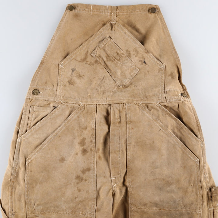 1970'S Carter's Double Knee Duck Canvas Overalls, Men's Size W39 (approx.), Vintage unclear beige type brown Vintage Second Hand