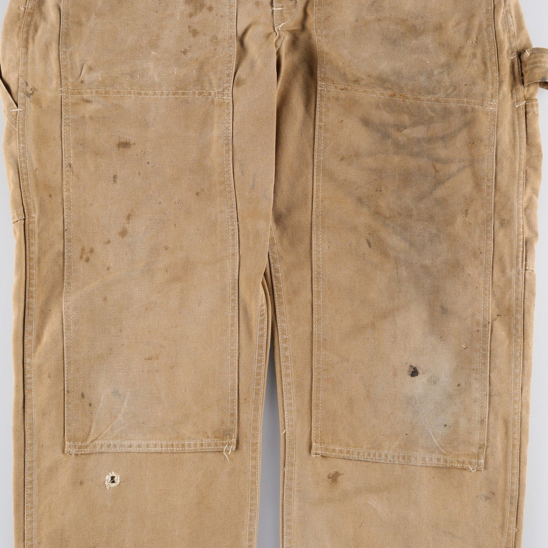 1970'S Carter's Double Knee Duck Canvas Overalls, Men's Size W39 (approx.), Vintage unclear beige type brown Vintage Second Hand