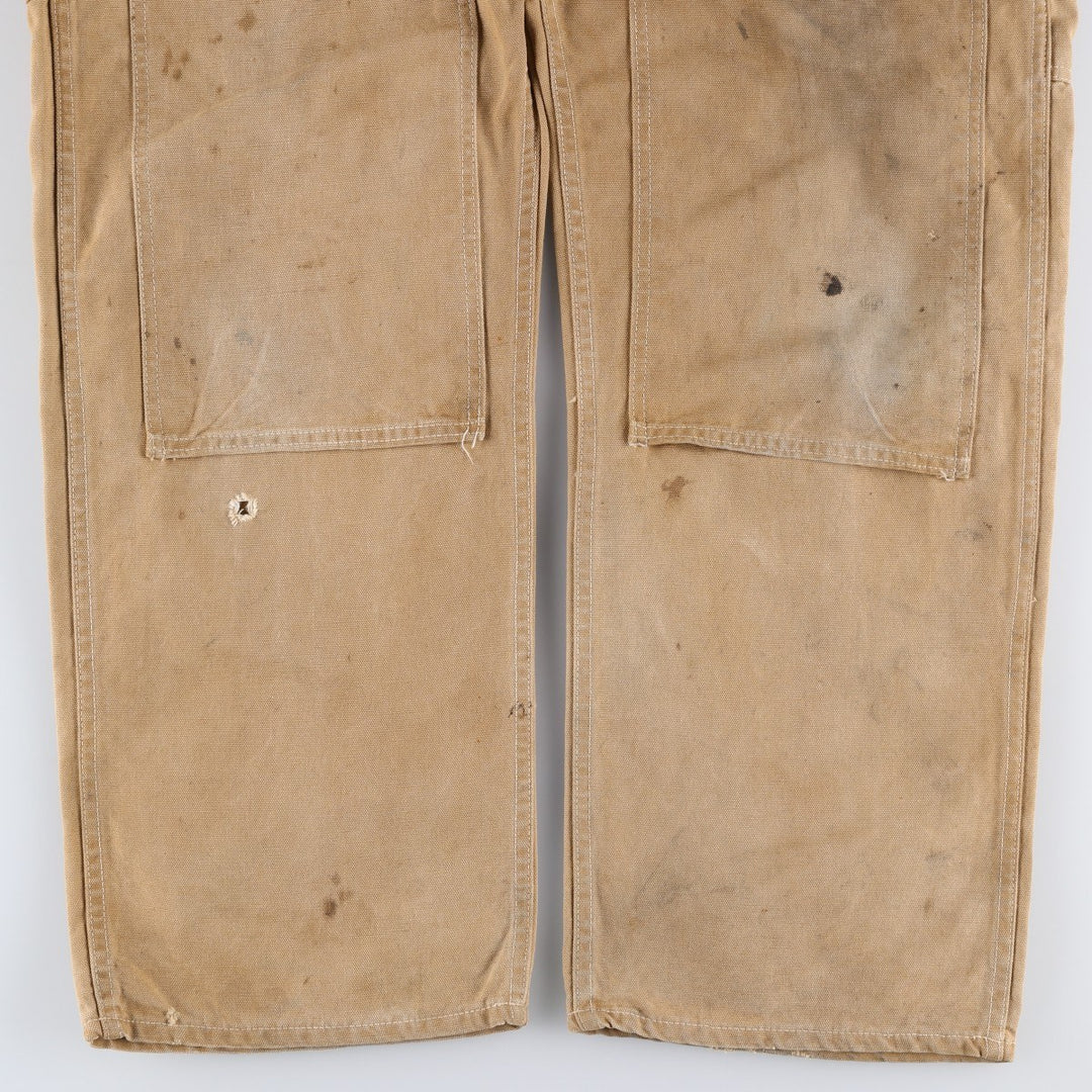 1970'S Carter's Double Knee Duck Canvas Overalls, Men's Size W39 (approx.), Vintage unclear beige type brown Vintage Second Hand