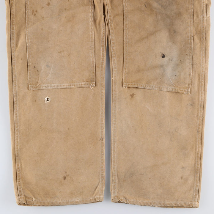 1970'S Carter's Double Knee Duck Canvas Overalls, Men's Size W39 (approx.), Vintage unclear beige type brown Vintage Second Hand
