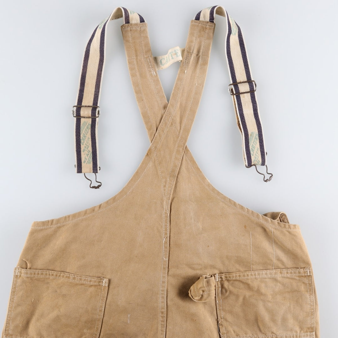 1970'S Carter's Double Knee Duck Canvas Overalls, Men's Size W39 (approx.), Vintage unclear beige type brown Vintage Second Hand