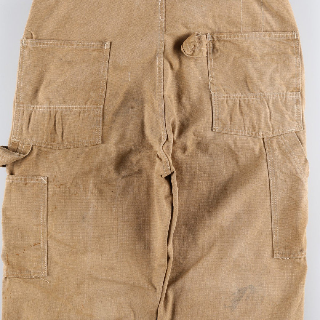 1970'S Carter's Double Knee Duck Canvas Overalls, Men's Size W39 (approx.), Vintage unclear beige type brown Vintage Second Hand
