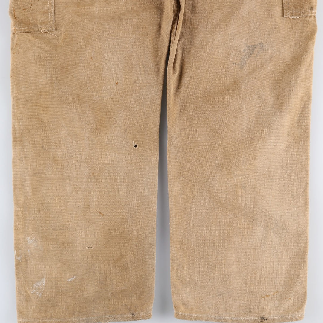 1970'S Carter's Double Knee Duck Canvas Overalls, Men's Size W39 (approx.), Vintage unclear beige type brown Vintage Second Hand