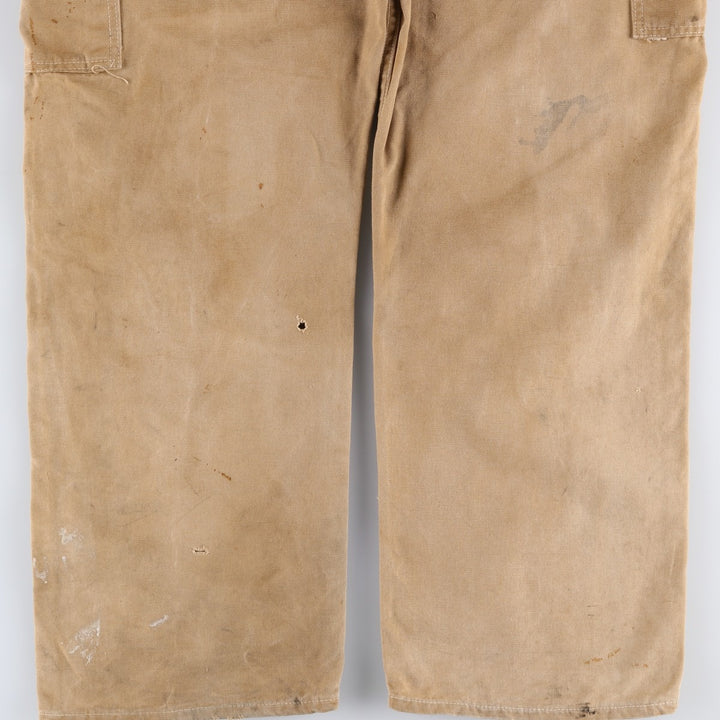 1970'S Carter's Double Knee Duck Canvas Overalls, Men's Size W39 (approx.), Vintage unclear beige type brown Vintage Second Hand