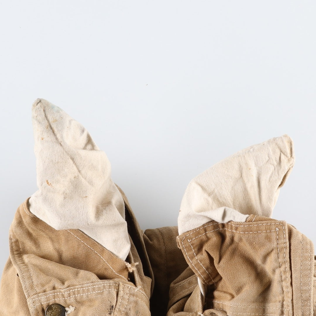 1970'S Carter's Double Knee Duck Canvas Overalls, Men's Size W39 (approx.), Vintage unclear beige type brown Vintage Second Hand