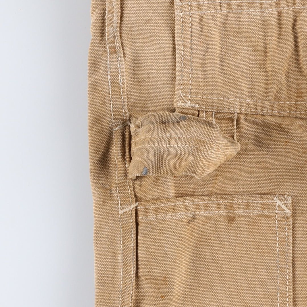 1970'S Carter's Double Knee Duck Canvas Overalls, Men's Size W39 (approx.), Vintage unclear beige type brown Vintage Second Hand