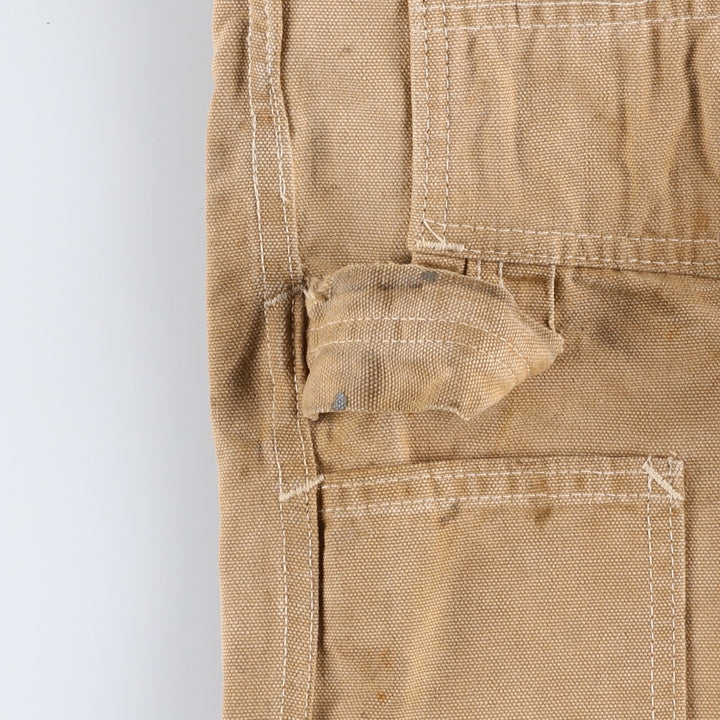 1970'S Carter's Double Knee Duck Canvas Overalls, Men's Size W39 (approx.), Vintage unclear beige type brown Vintage Second Hand