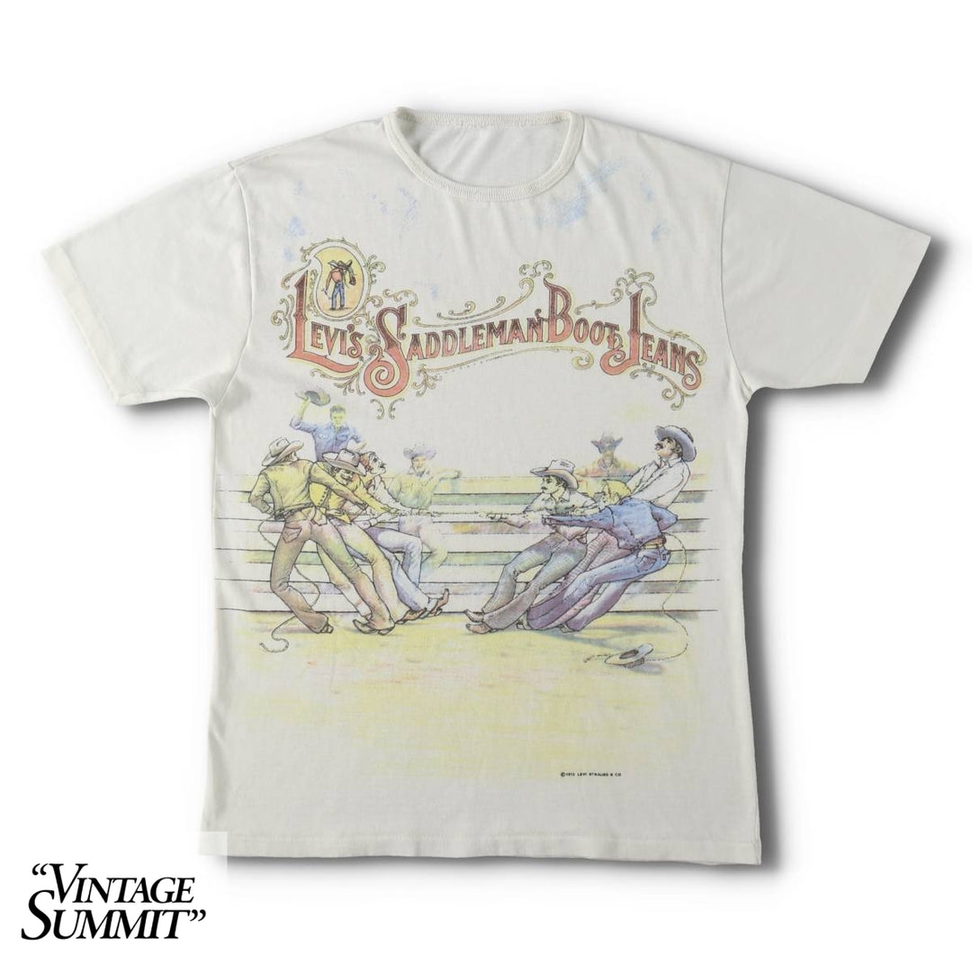 1970'S Levi's Short-Sleeve Printed T-Shirt, Men's Size S (Equivalent), Vintage unclear white type Vintage Second Hand