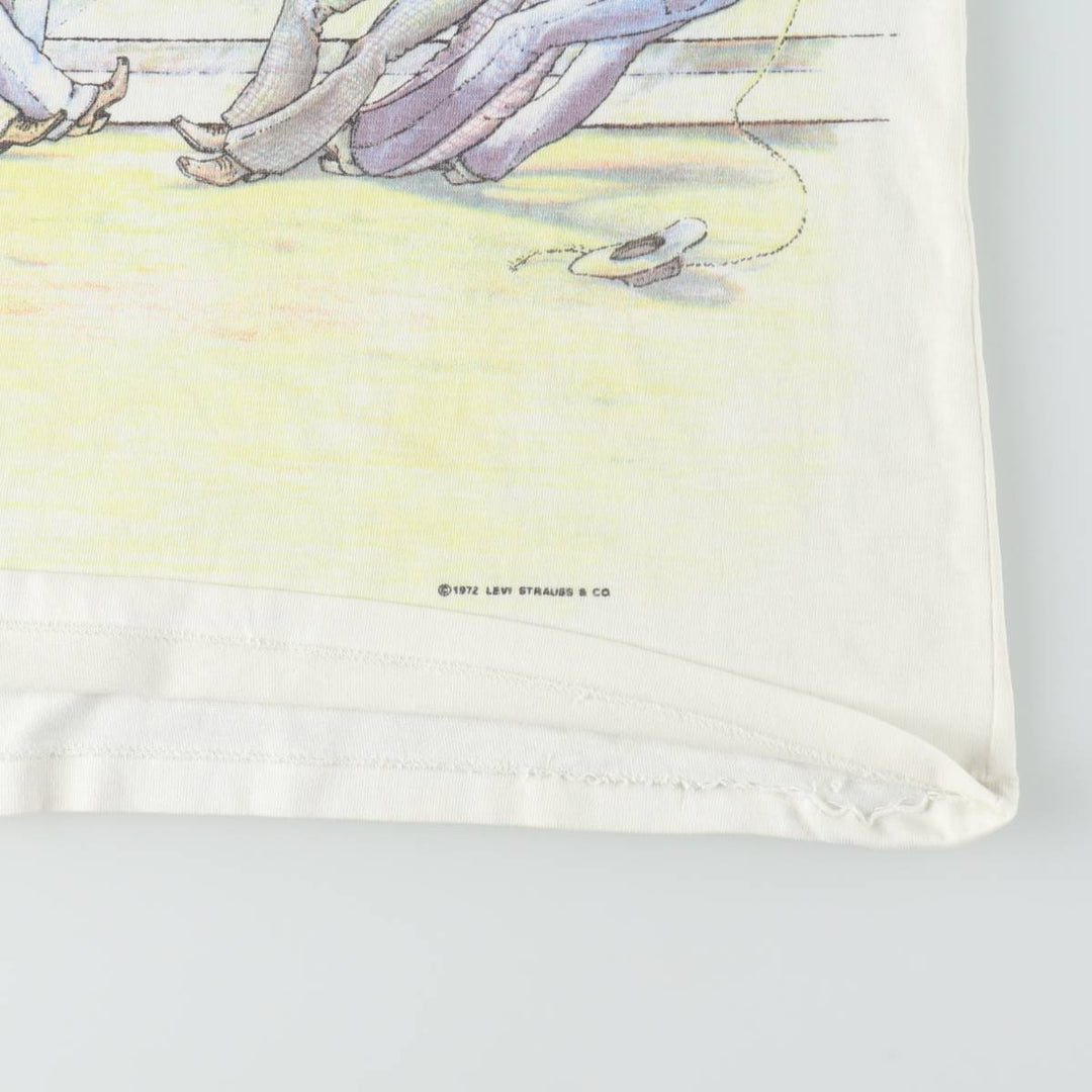 1970'S Levi's Short-Sleeve Printed T-Shirt, Men's Size S (Equivalent), Vintage unclear white type Vintage Second Hand
