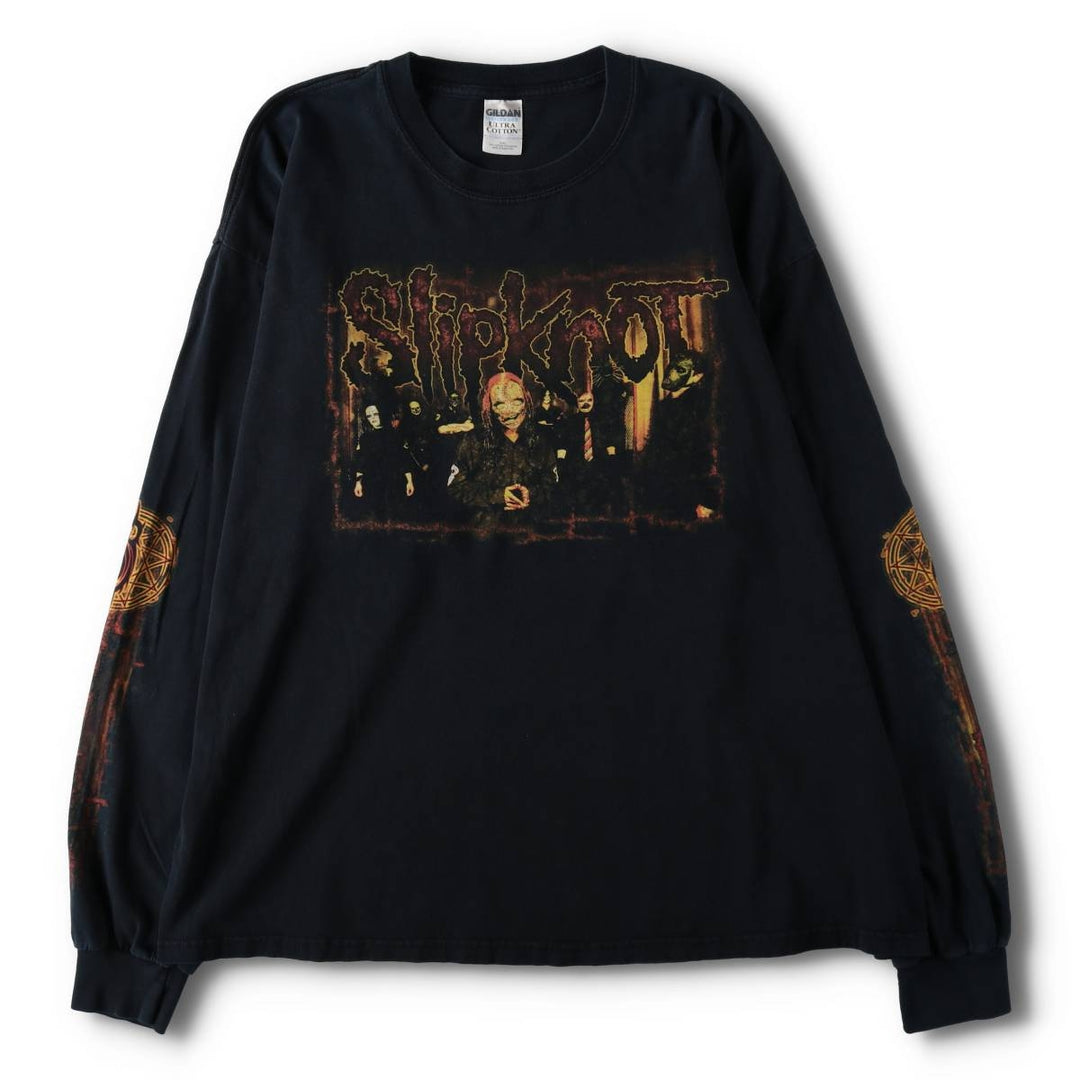 2000'S Gildan Slipknot Long-Sleeve Band T-Shirt (Men's XXL equivalent) cotton black type Vintage Second Hand