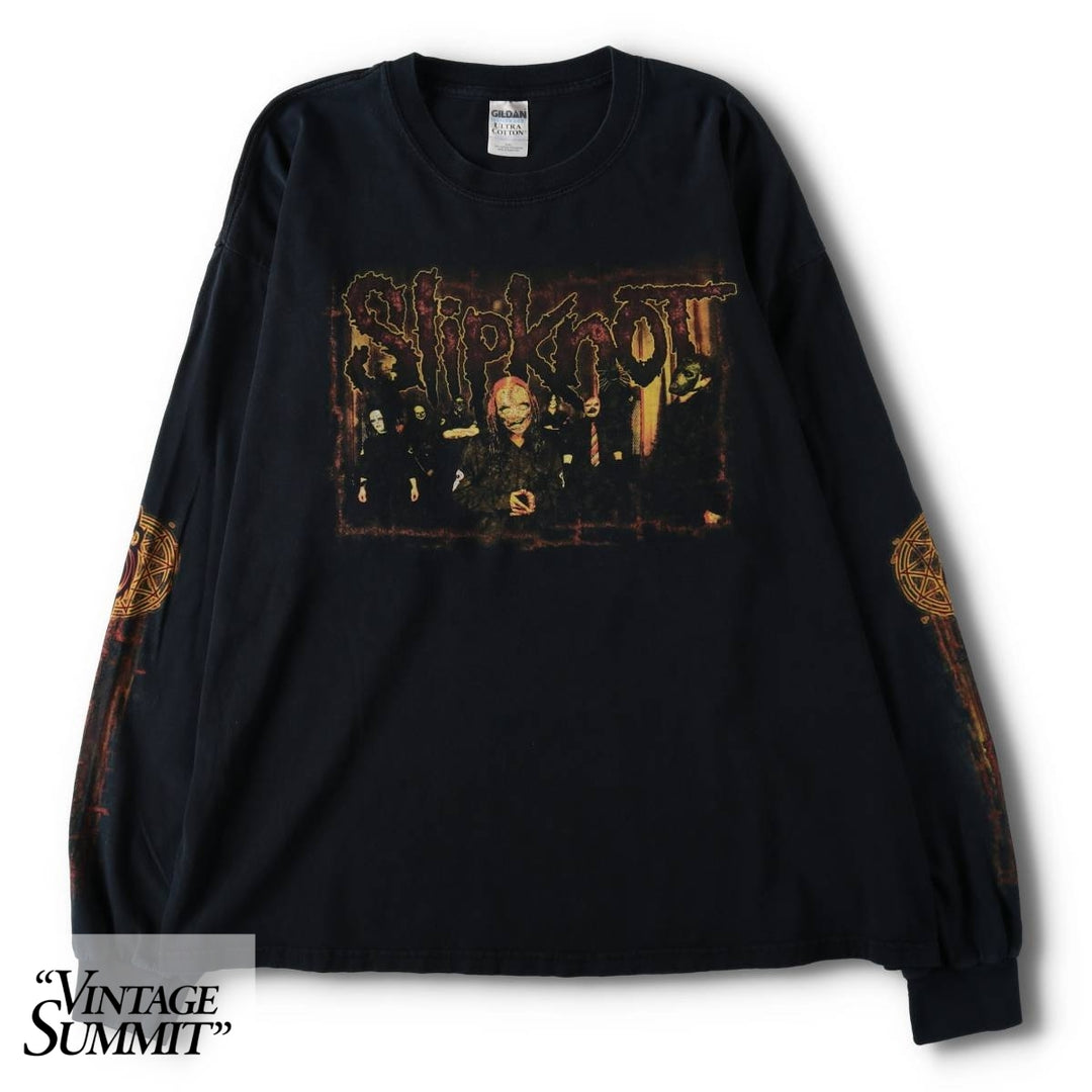 2000'S Gildan Slipknot Long-Sleeve Band T-Shirt (Men's XXL equivalent) cotton black type Vintage Second Hand