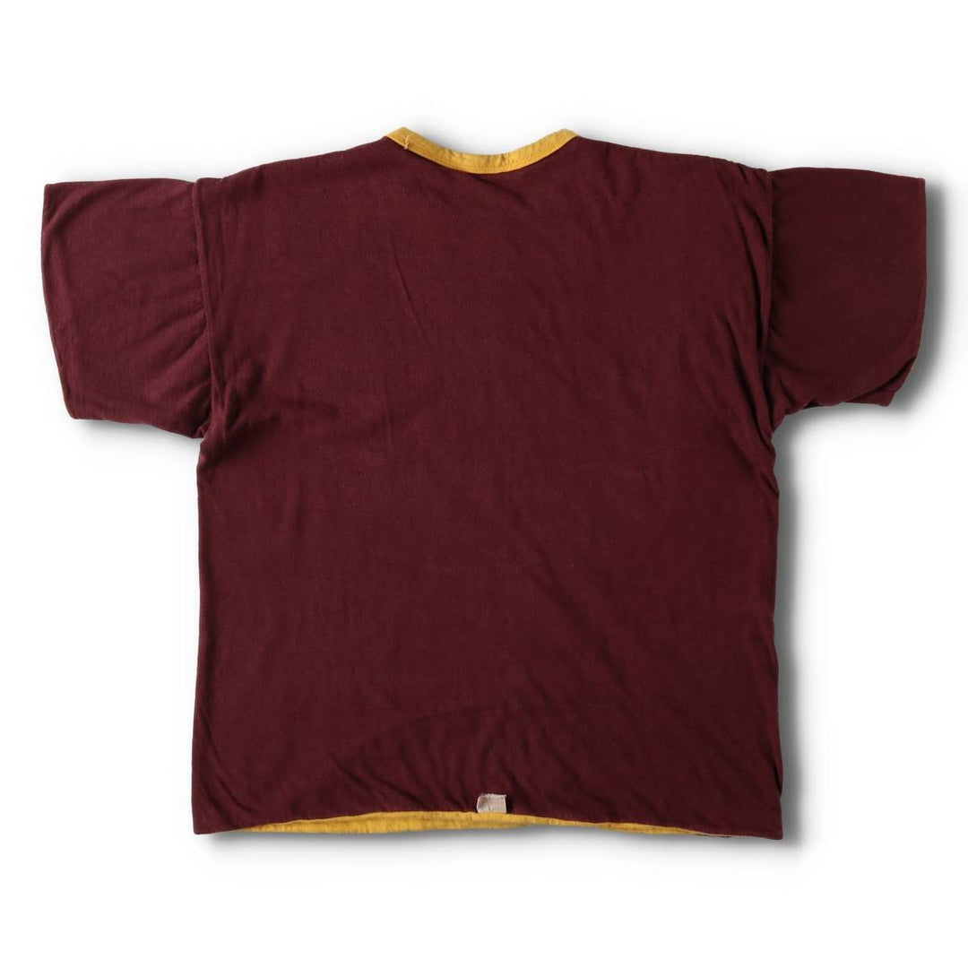 1960'S Champion Runner's Tag Reversible Double-Faced College T-Shirt, Made in USA, Men's Size M (approx.) cotton bordeaux Vintage Second Hand