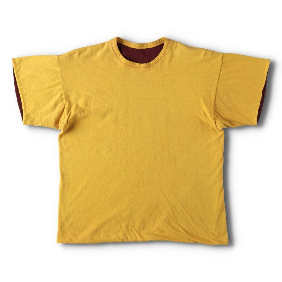 1960'S Champion Runner's Tag Reversible Double-Faced College T-Shirt, Made in USA, Men's Size M (approx.) cotton bordeaux Vintage Second Hand