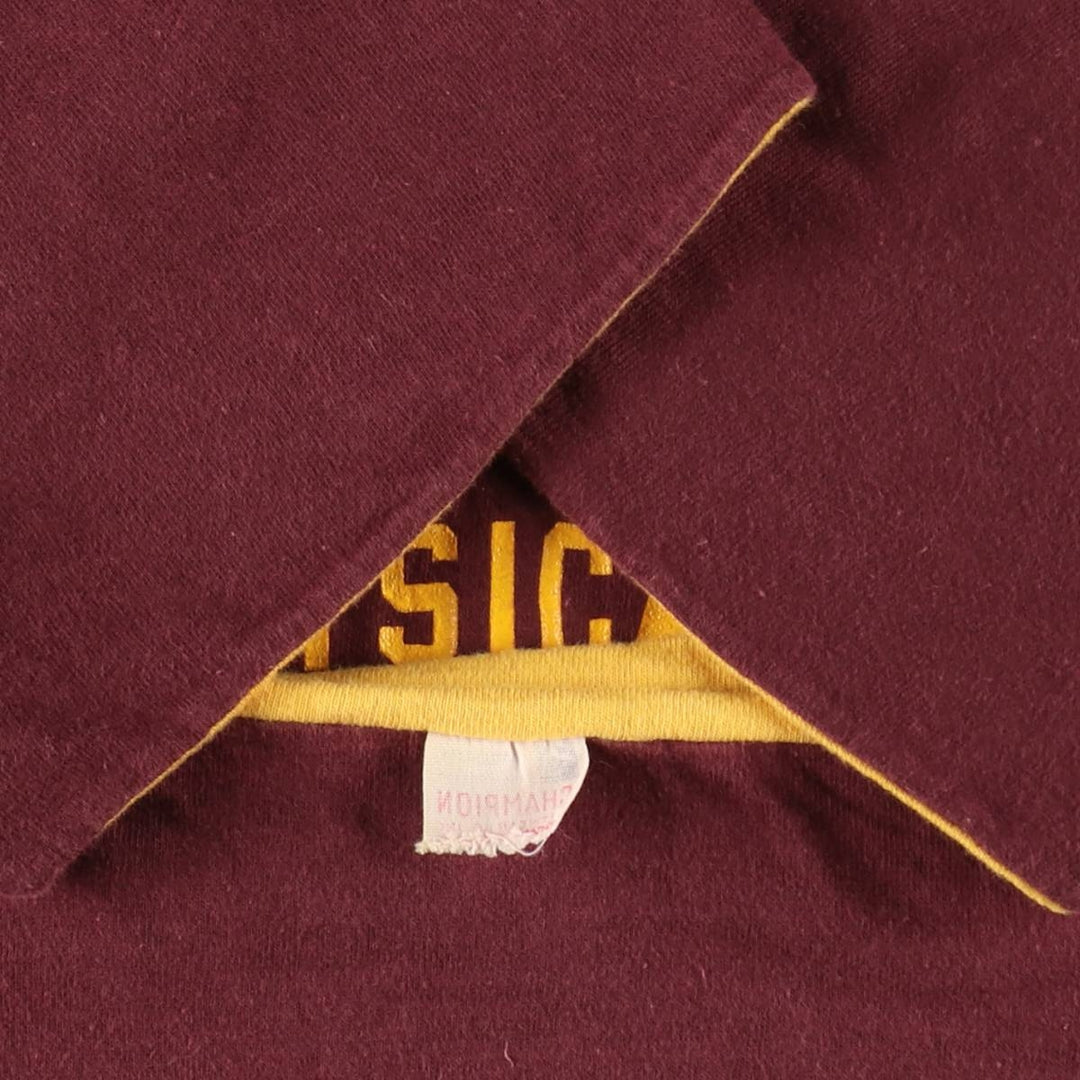 1960'S Champion Runner's Tag Reversible Double-Faced College T-Shirt, Made in USA, Men's Size M (approx.) cotton bordeaux Vintage Second Hand
