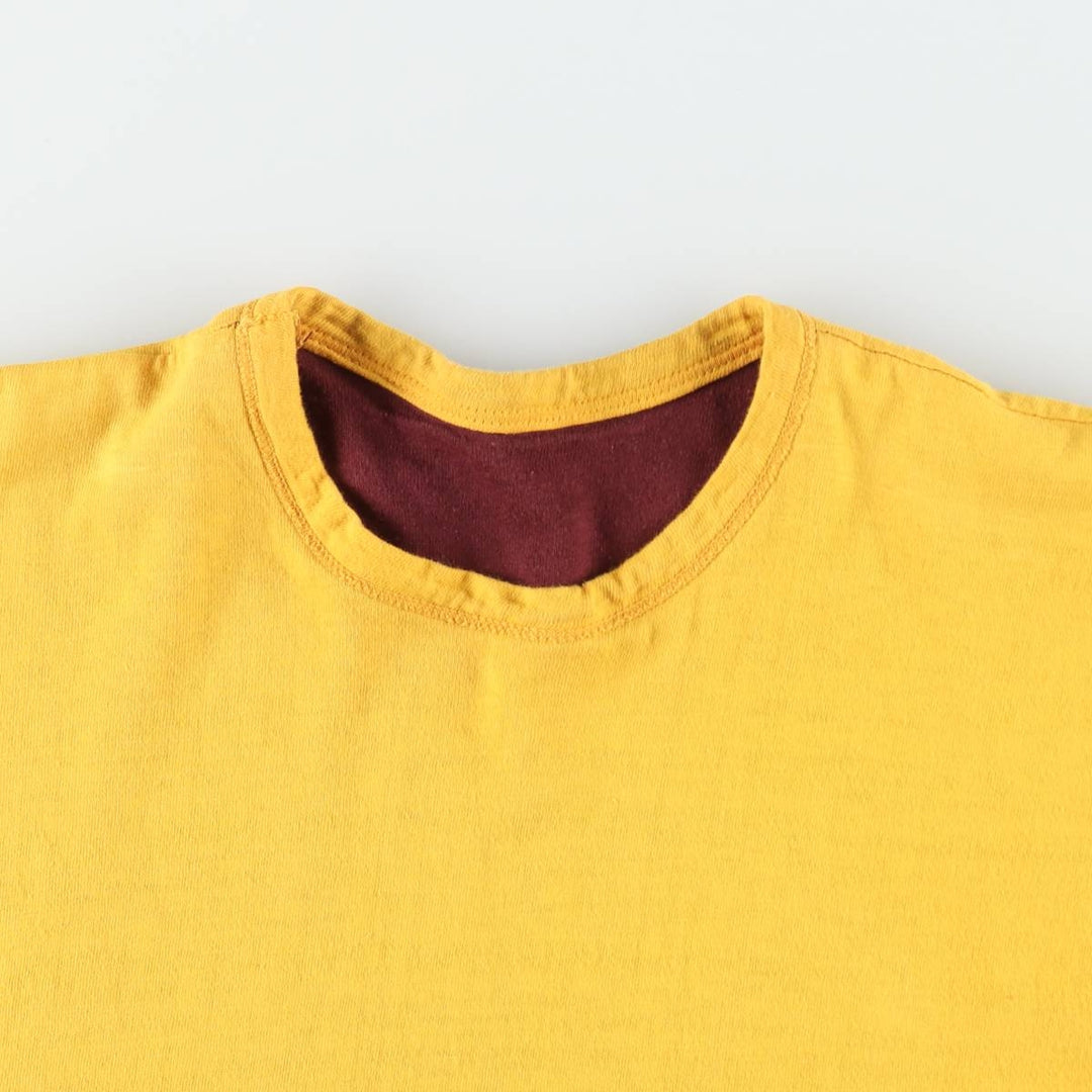 1960'S Champion Runner's Tag Reversible Double-Faced College T-Shirt, Made in USA, Men's Size M (approx.) cotton bordeaux Vintage Second Hand