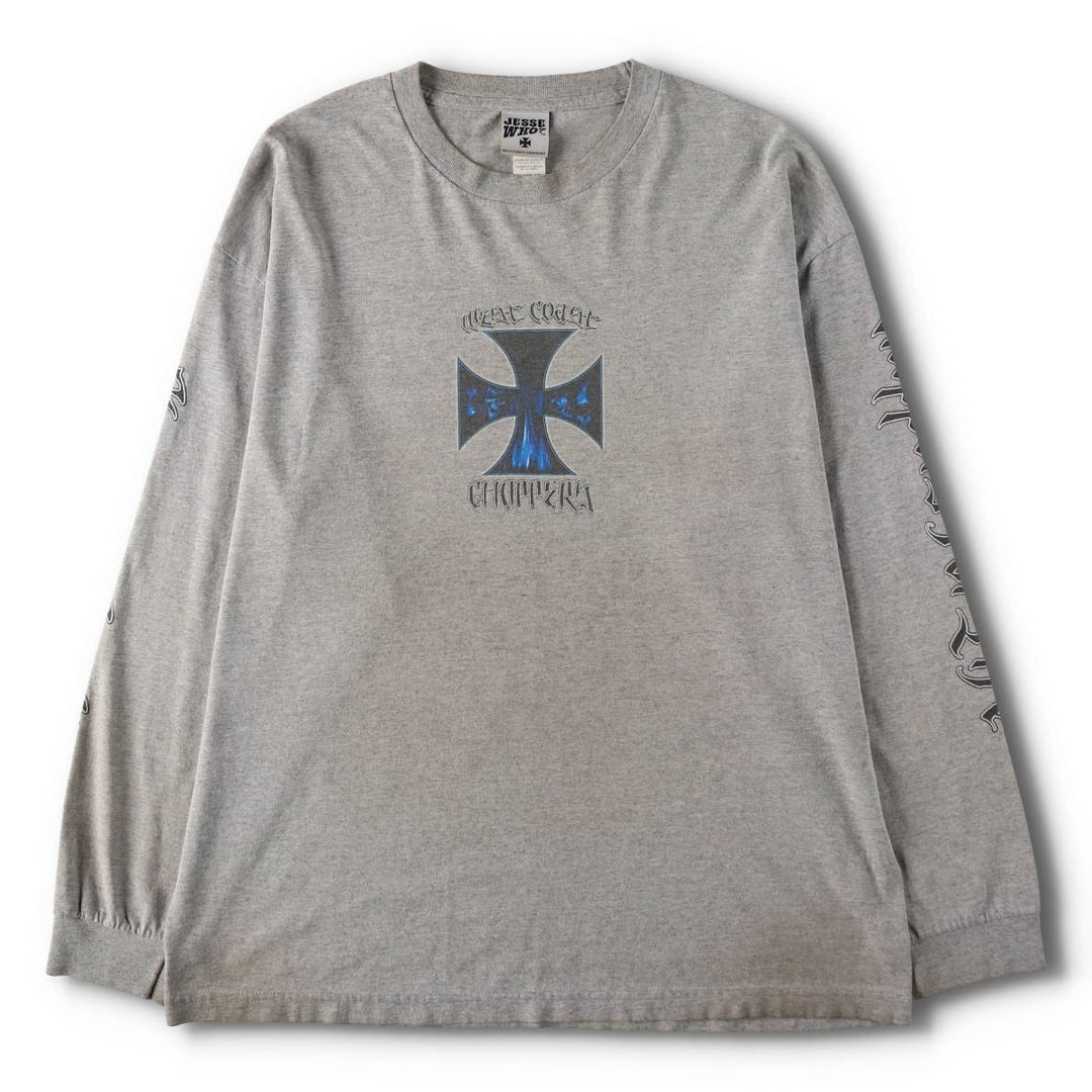 ~2000'S WEST COAST CHOPPERS Motorcycle Long-Sleeve T-Shirt (Men's XL equivalent) cotton gray type Vintage Second Hand