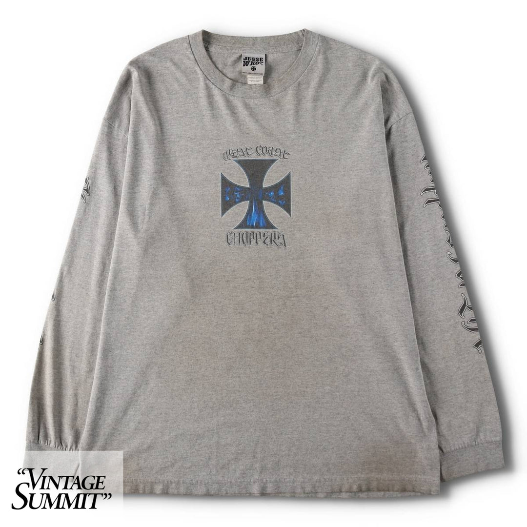 ~2000'S WEST COAST CHOPPERS Motorcycle Long-Sleeve T-Shirt (Men's XL equivalent) cotton gray type Vintage Second Hand